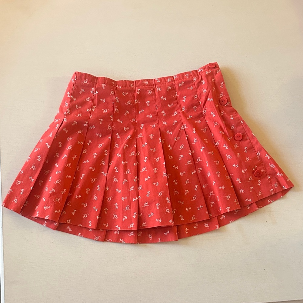 Vineyard Vines Red Pleated Skirt with Button Detail